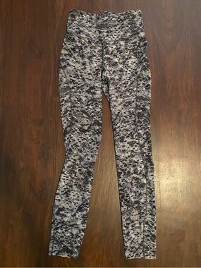lululemon athletica Womens Gray Black Marble-Print Leggings